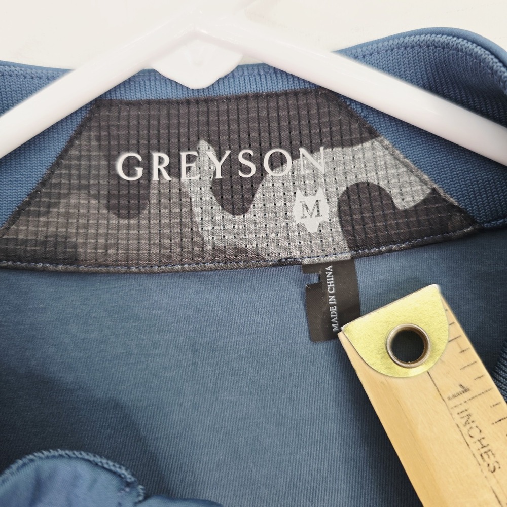 Greyson Men's Medium Blue Sequoia 1/4 Zip Pullover Golf Course Logo Stretch - Picture 5 of 12
